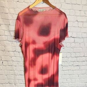Elegant Tie-Dye Dress in Red and Pink